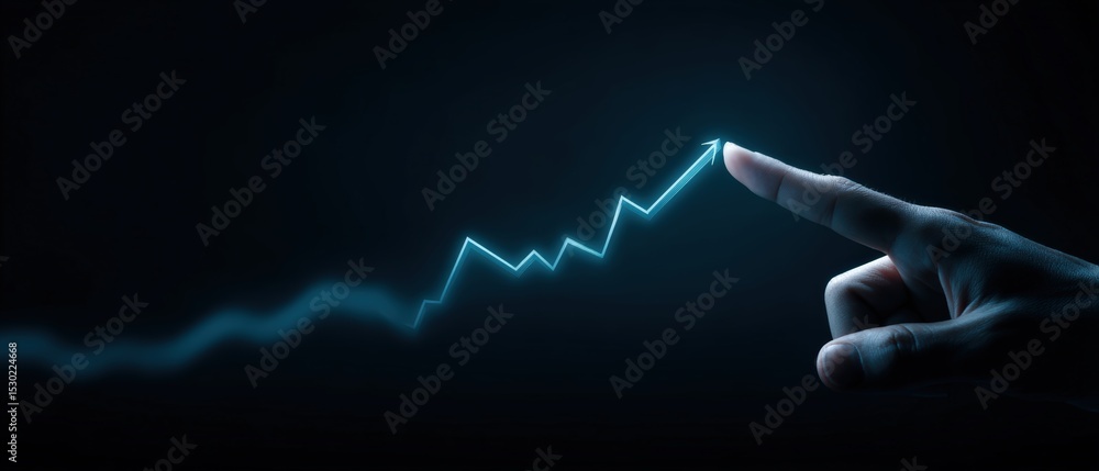 Poster analyzing market trends with data visualization business sector digital graphics dark background clo