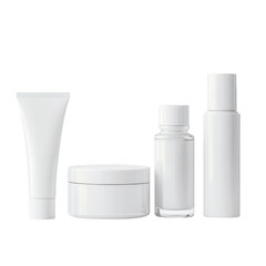 White cosmetic packaging set isolated on transparent background