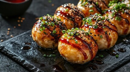 Close-up of Takoyaki Balls on a plate
