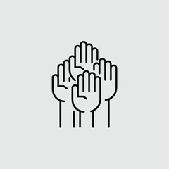 Raised Hands Icon Collaboration Support and Community Involvement Symbol