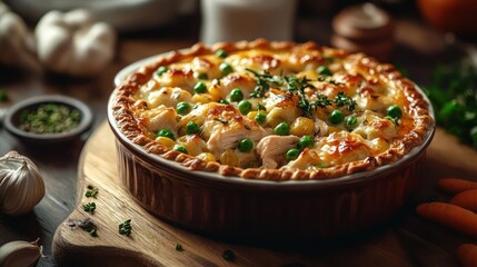 Delicious homemade pot pie with vegetables and meat filling
