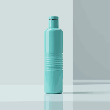 Turquoise Ceramic Vase on Reflective Surface in Minimalist Setting