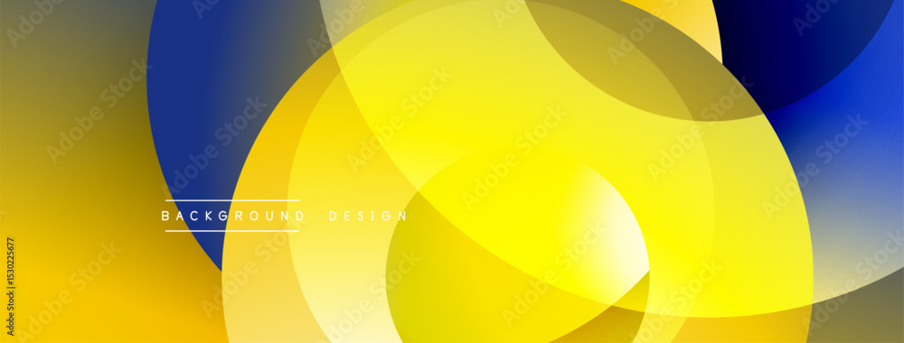Aufkleber Abstract yellow, blue design. Overlapping circles create modern visual effect. Gradient colors provide depth, texture. Simple, clean aesthetic.