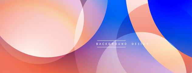 Abstract colorful circles overlap, creating vibrant background. Gradient hues blend smoothly, offering modern aesthetic.