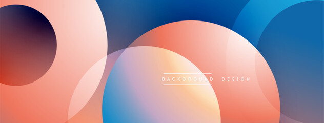 Abstract shapes overlap, creating soft color gradients. Peach, blue hues dominate composition. Modern design element for backgrounds.