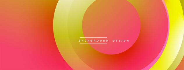 Abstract gradient layers create dynamic circular shapes. Warm colors dominate, suggesting energy, movement, modern aesthetic. Text reads background design.