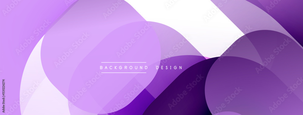 Fototapete Abstract purple design features overlapping fluid shapes. Gradient shades create dynamic visual effect. Minimalist style, modern aesthetic.