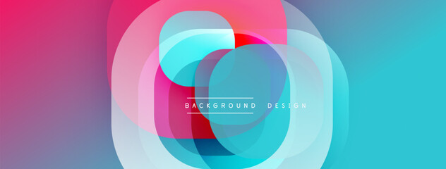 Abstract geometric shapes overlap. Vibrant colors blend, creating dynamic visual effect. Modern design suitable for backgrounds, presentations.