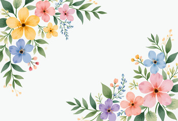Watercolor Floral Border: Pastel Blooms and Greenery