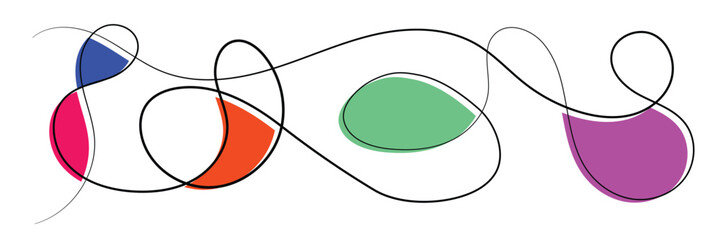 continuous line art abstract shape with color.line art for wall painting,banner,background and others.vector illustration eps 10