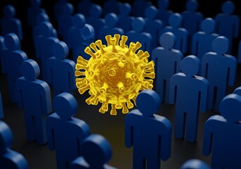 Virus among figures representing population, conceptual illustration