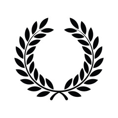 Black Laurel Wreath Vector Graphic on White Background