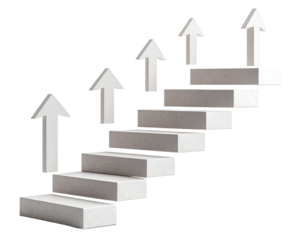 Abstract Steps to Success with Arrows and Floating Platforms, Transparent Background