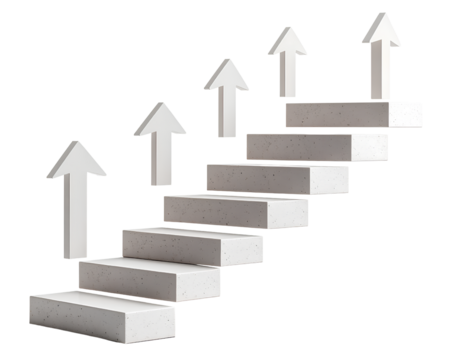 Abstract Steps to Success with Arrows and Floating Platforms, Transparent Background