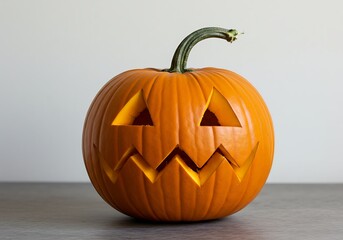 Carved orange pumpkin with face