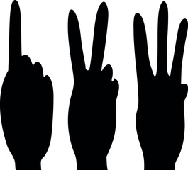 1 2 3 finger symbol black silhouette Vector