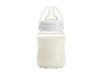 Baby bottle with milk isolated on transparent background