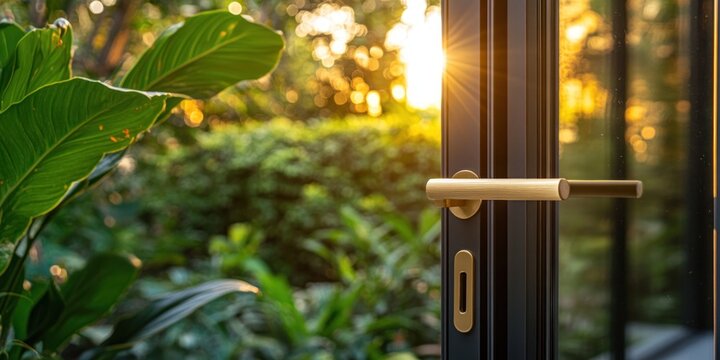 Fototapeta Golden Door Handle at Sunset