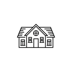 Simple House Icon Black and White Line Art Illustration