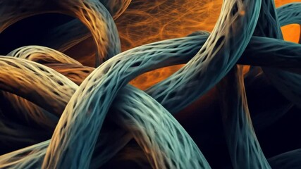 Intertwined abstract fibers create an intricate textured labyrinth - Powered by Adobe