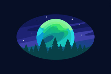 Fototapeta premium night landscape with moon