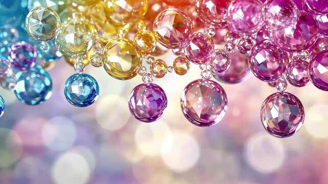 Colorful beaded garland against blurred background