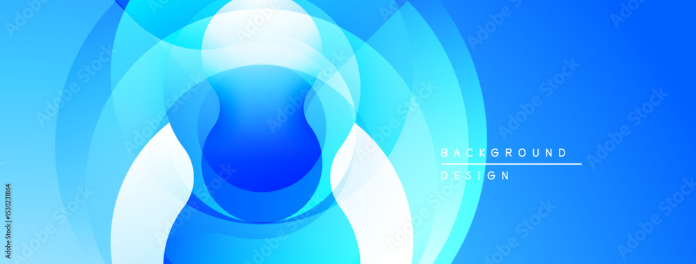 Aufkleber Abstract blue design. Overlapping circles create dynamic visual effect. Smooth gradients, modern aesthetic. Bright, clean composition.