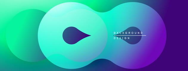 Abstract gradient design. Overlapping circles create flowing shapes, vibrant colors transition smoothly. Modern background texture.