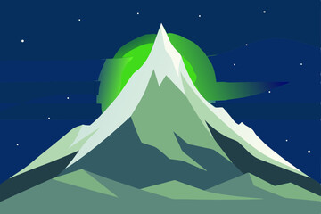 vector illustration of a mountain landscape in the night