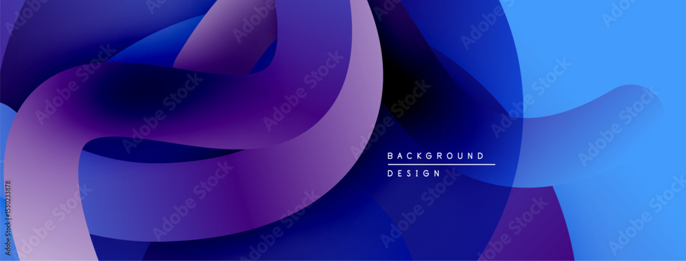 Poster abstract fluid shapes, vibrant blues, purples create dynamic background. modern design, smooth gradi