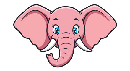 Fototapeta premium Cute happy elephant head cartoon illustration