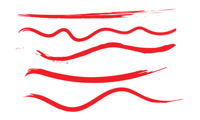 Collection of hand drawn red grunge brushes. Vector Grunge Brushes. Dirty Artistic Design Elements. Creative Design Elements. White background. Distress Frame, Logo, Banner, Wallpaper.  EPS 10 .