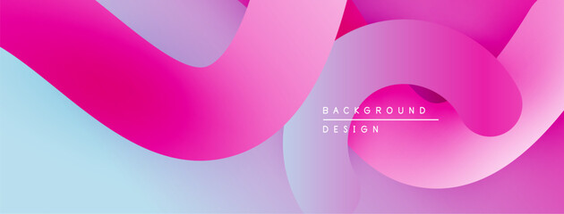 Abstract flowing shapes, vibrant pinks, blues create modern background. Smooth gradients, dynamic composition.