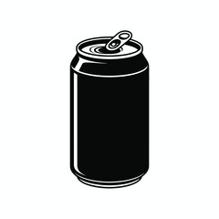 Black and White Graphic Illustration of a Soda or Beer Can