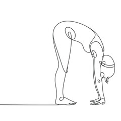 Continuous Line Art of a Woman in a Standing Forward Bend