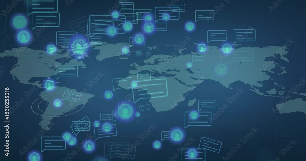 Poster on load, nodes materializing across map while bubbles drifting and arcs tracing network