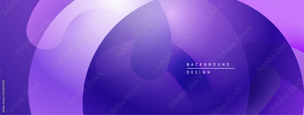 Poster Abstract purple background. Overlapping shapes create fluid, modern design. Gradient hues offer visual depth, simplicity.