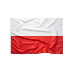 Poland flag horizontal stripes, white red, simple design, no pole, isolated white background, European photography