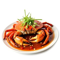 cooked crab on white background