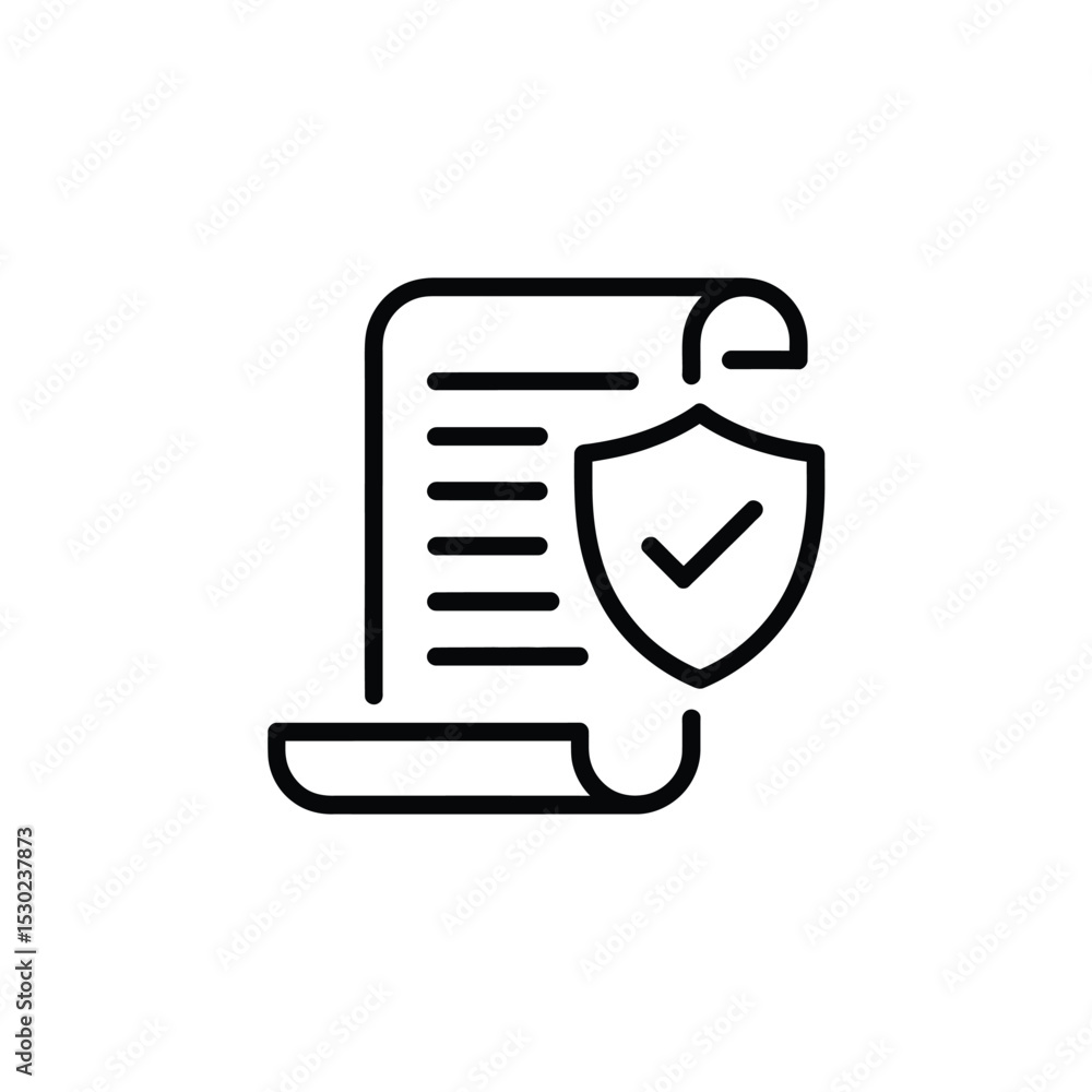 Poster document security icon paper with shield and check mark symbol