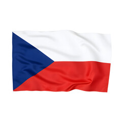 Czech Republic flag horizontal stripes, white red, blue triangle, no flagpole, isolated on white background, European photography