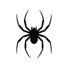 Simple Black Spider Silhouette on White Background for Halloween Design