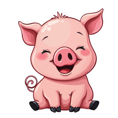 
Hand drawn cartoon pig vector illustration