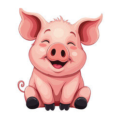 Fototapeta premium Hand drawn cartoon pig vector illustration