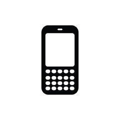 Feature Phone Icon Black and White, Cellular Device with Physical Keypad Illustration