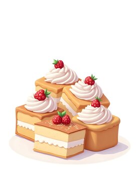 Collection of cake on white background. christmas and new year concept