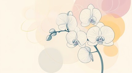 Minimal orchid flower icon with soft lines and pastel background