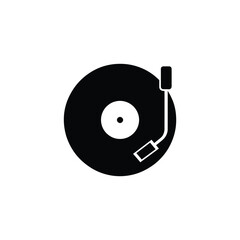 Isolated Black and White of a Record Player With Vinyl and Arm