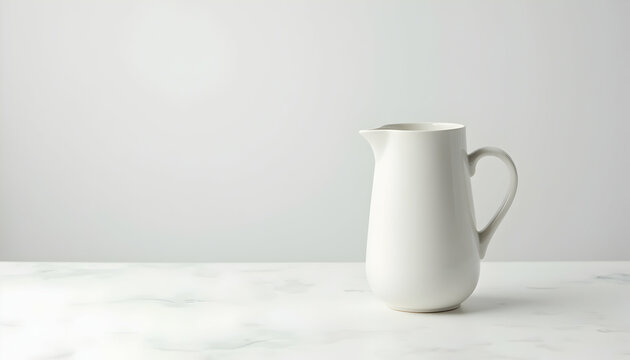 White Pitcher on Marble Countertop Minimalist Kitchen Decor