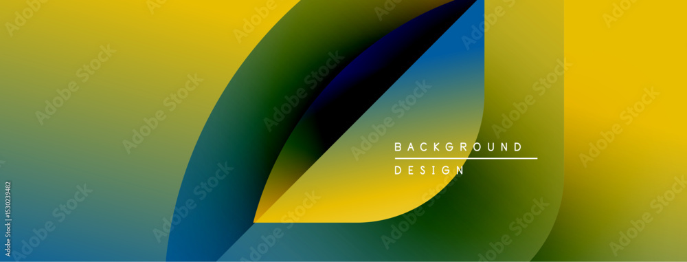 Poster Abstract gradients blend, creating dynamic visual flow. Yellows, blues, greens dominate composition. Modern design element for backgrounds.